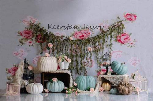 Kate Pretty Pumpkins Children Cake smash Backdrop Designed by Keerstan Jessop -UK
