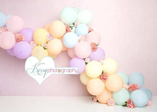 Kate Unicorn Rainbow Balloon Birthday Cake Smash Backdrop Designed by Kerry Anderson -UK