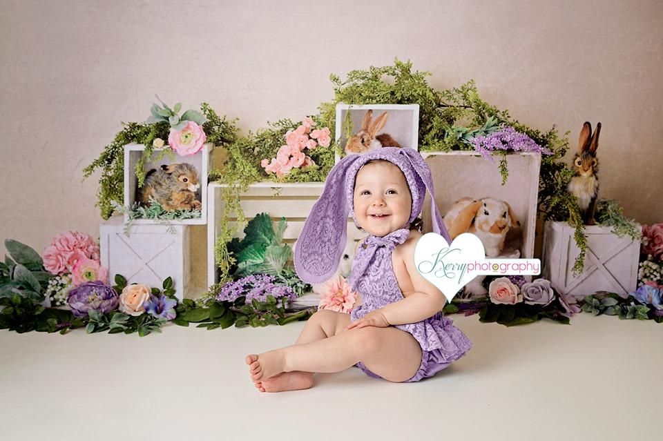 Kate Spring Rabbits Flowers Easter Backdrop Designed by Mandy Ringe Photography -UK
