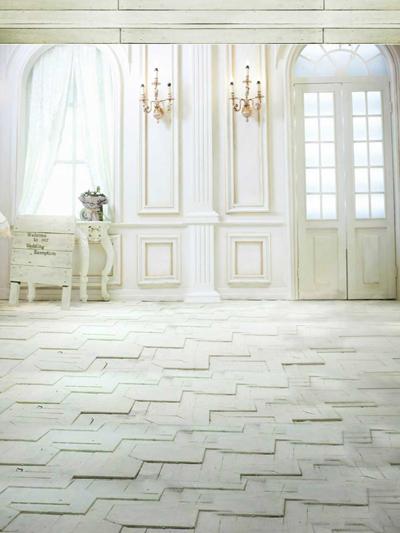 Kate Elegant White Doors Windows Backdrop with floor -UK