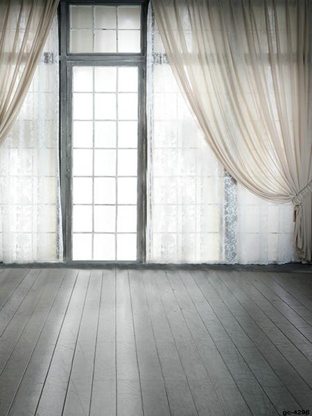 Katebackdrop:Kate Window indoor with White Curtain Backdrop