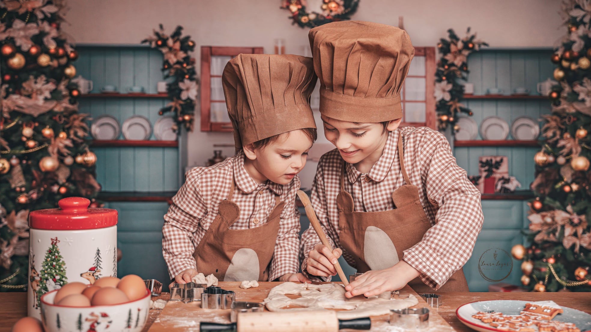 Kate Christmas Kitchen Room Backdrop for Photography -UK