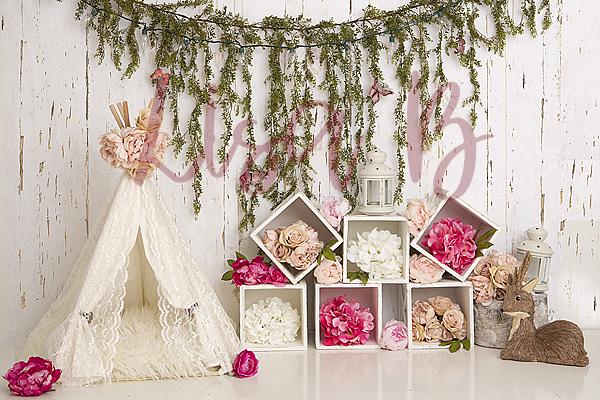 Kate Boho Floral Deer Backdrop Designed by Lisa B -UK