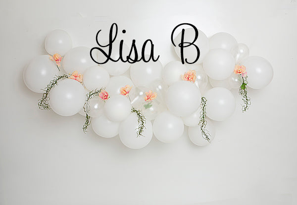 Kate White Floral Balloons Arch Cake Smash Backdrop Designed by Lisa B -UK