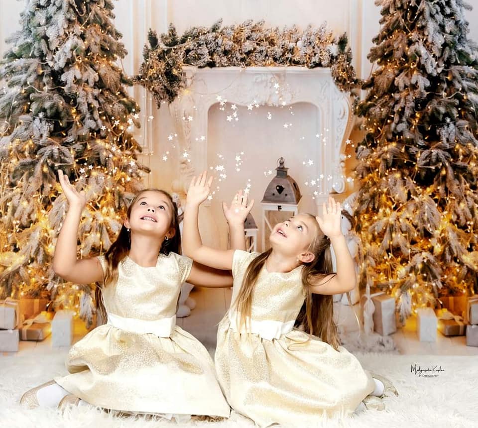 Kate Christmas White Fireplace Backdrop for Photography -UK