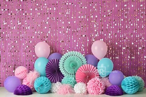 Kate Pink Purple and Teal Birthday Backdrop Designed by Mandy Ringe Photography -UK