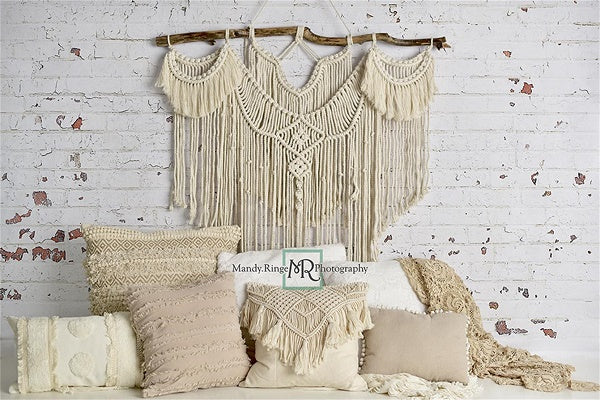 Boho Macrame Floor Pillows Backdrop