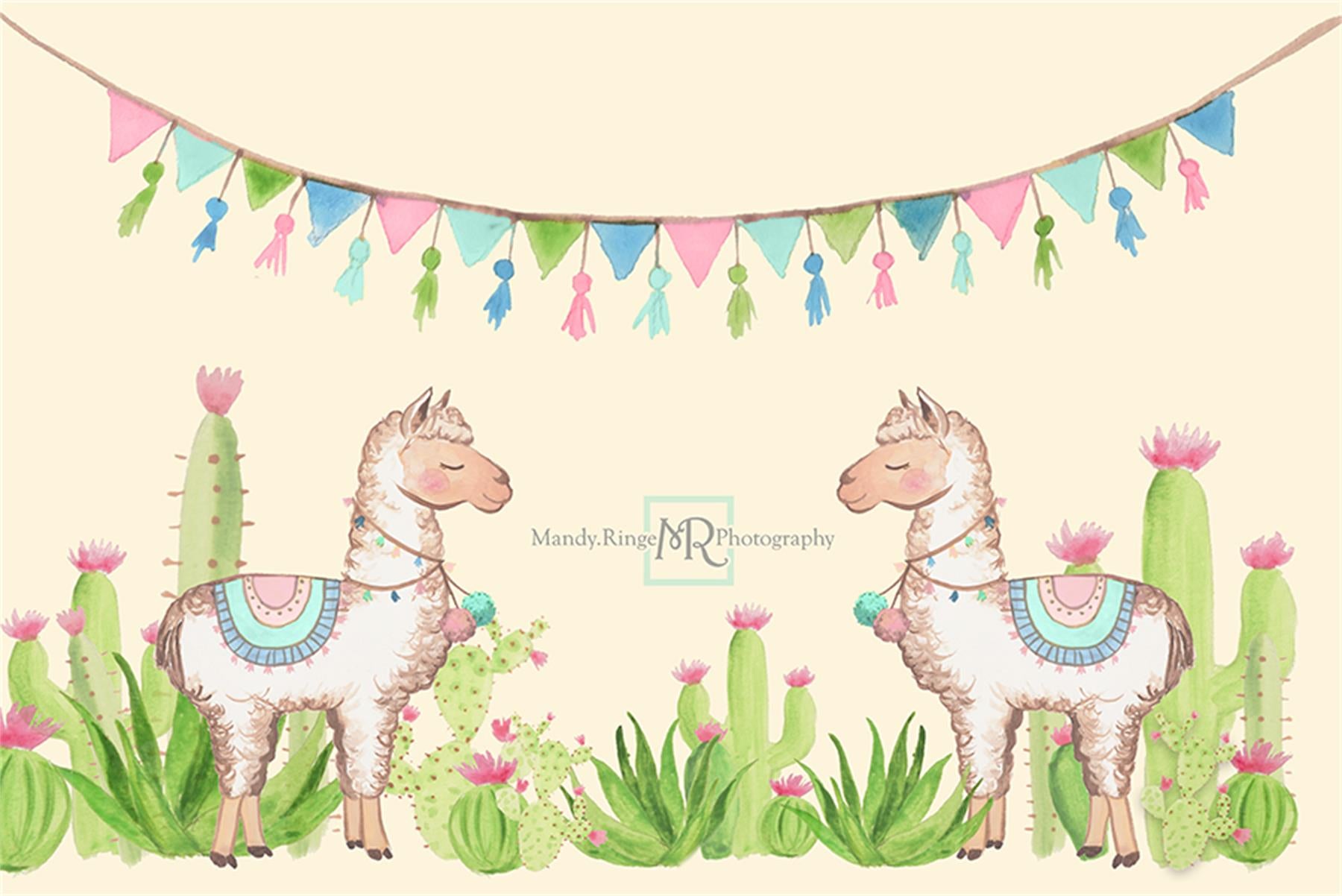 Children Pastel Llama Party Backdrop