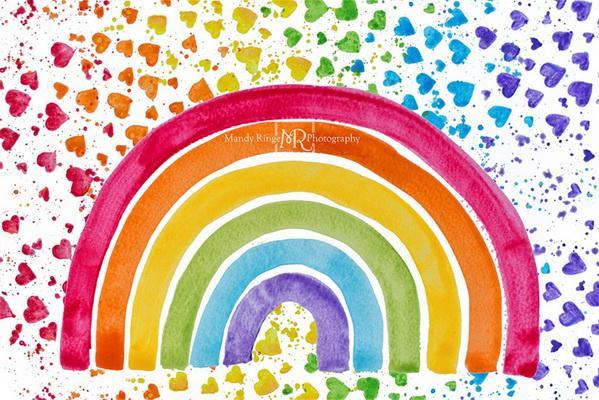 Kate Painted Rainbow with Hearts Backdrop Designed by Mandy Ringe Photography -UK