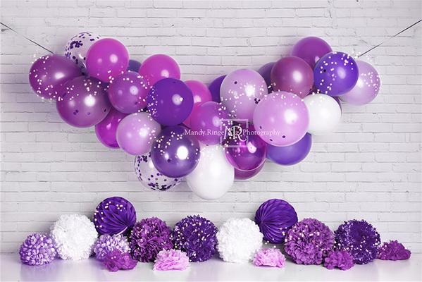Kate Purple Birthday Balloon Garland Backdrop Designed by Mandy Ringe Photography -UK