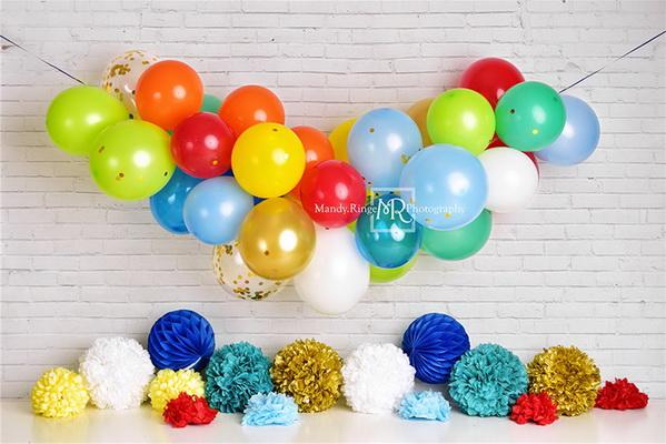 Kate Rainbow Birthday Balloon Garland Backdrop Designed by Mandy Ringe Photography -UK