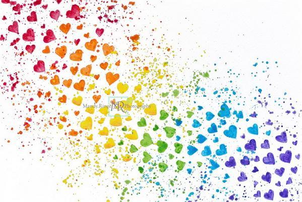 Kate Rainbow Hearts Paint Splatter Backdrop Designed by Mandy Ringe Photography -UK
