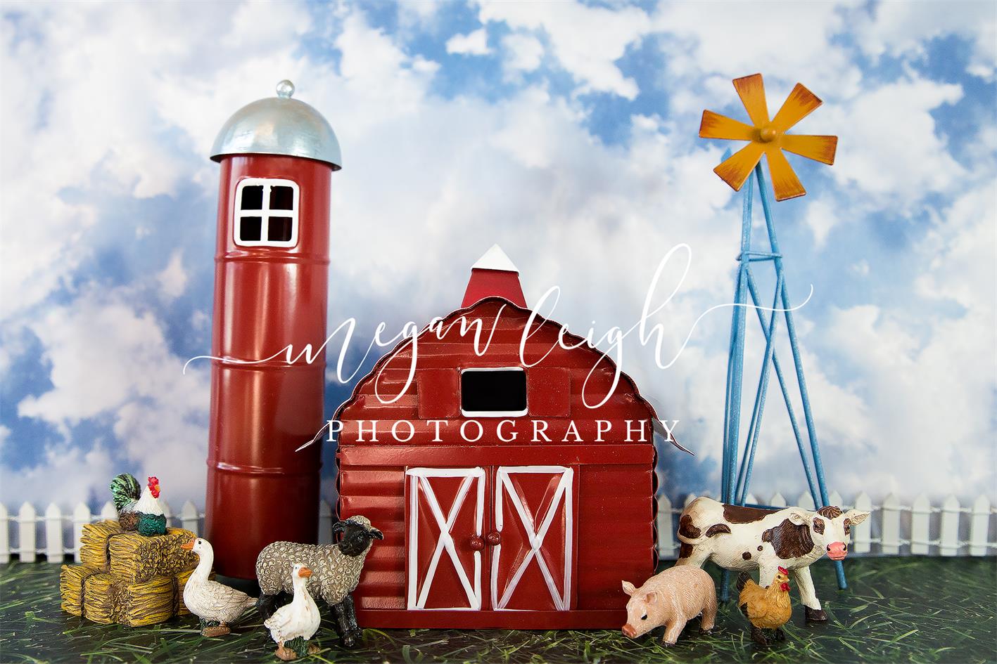 Spring Barnyard Farm Backdrop