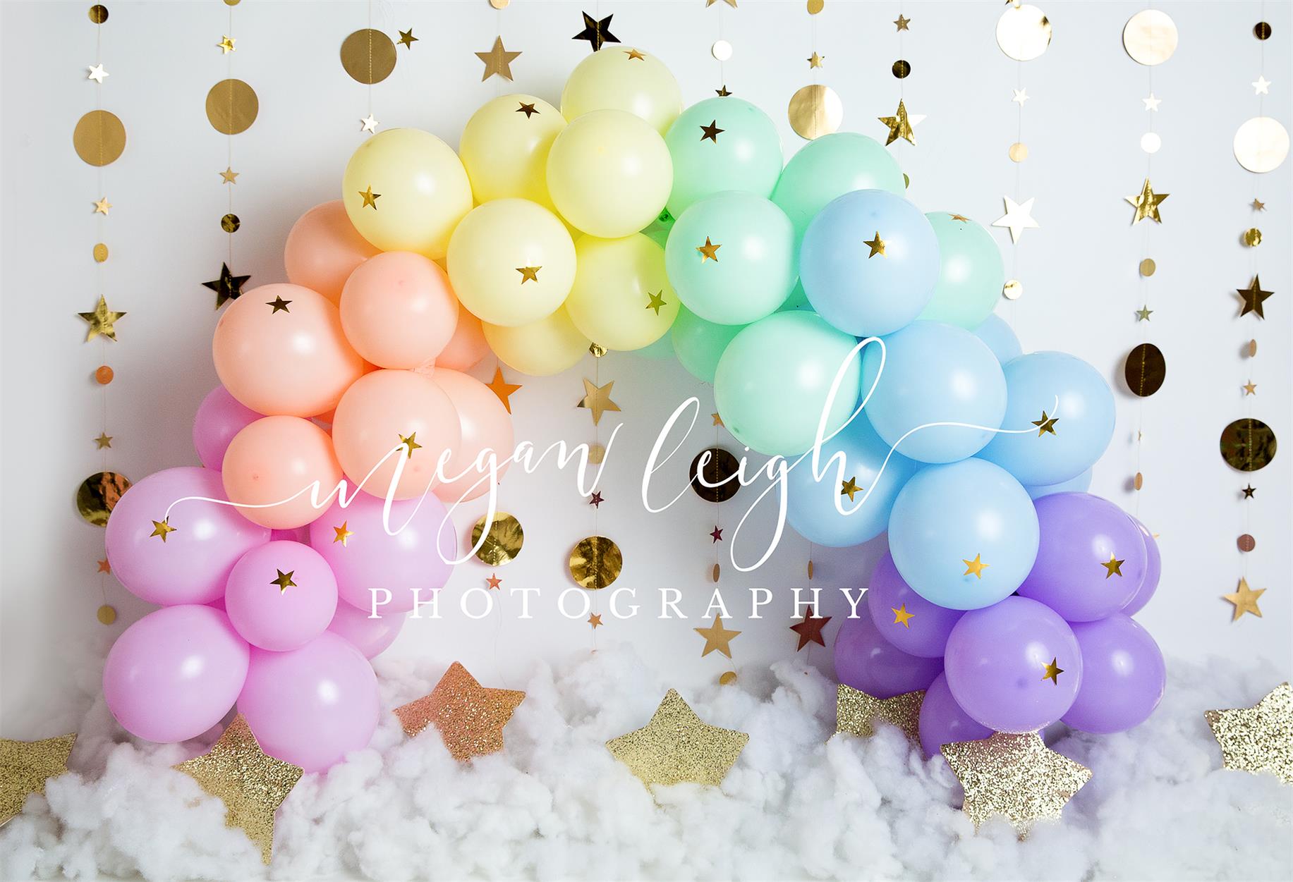 Rainbow Balloons Garland Children Cake Smash Backdrop