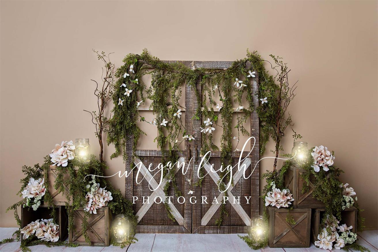 Spring Barn Door Manor Backdrop