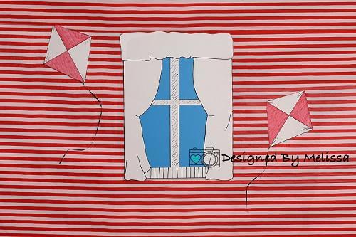 Kate Red Striped Backdrop Designed by Melissa King -UK