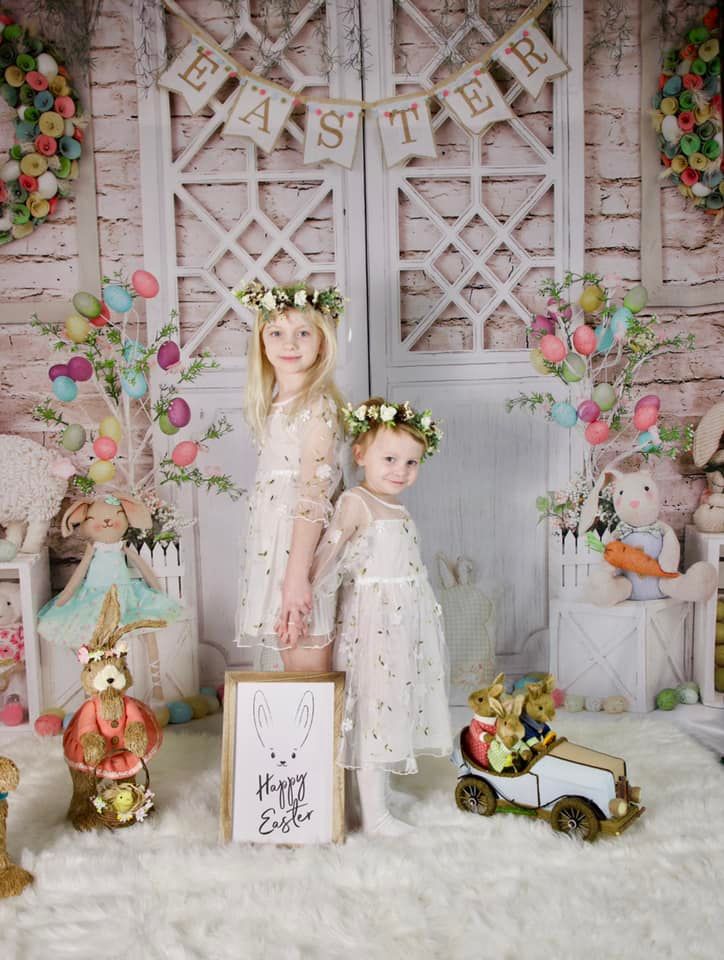 Kate Barn Door Colorful Egg Easter Backdrop for Photography -UK