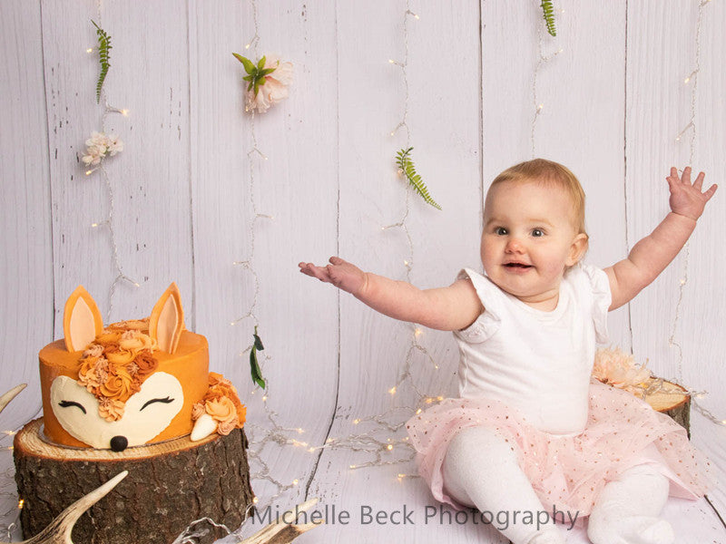 Fox Rolled White Wood Newborn Vinyl Backdrop - Foxbackdrop