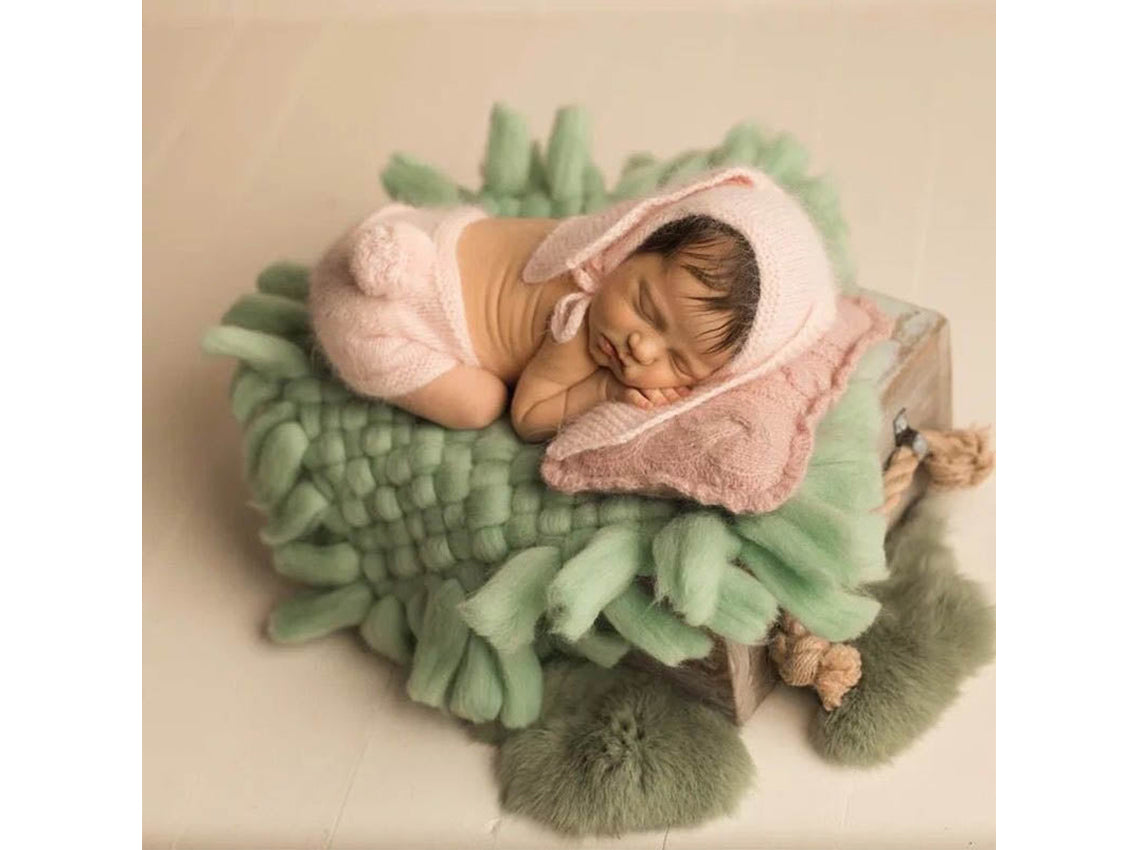 Kate Braided tassel Newborn Blanket Photo Studio Props Faux Fur Blanket -UK