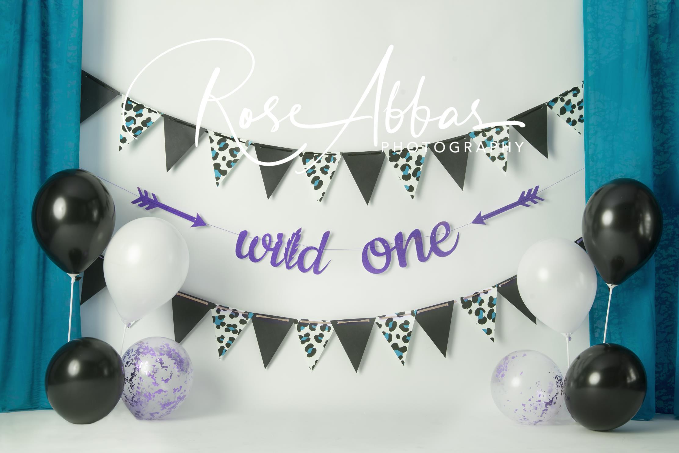 Kate Blue Children Wild One Balloons Backdrop Designed By Rose Abbas -UK