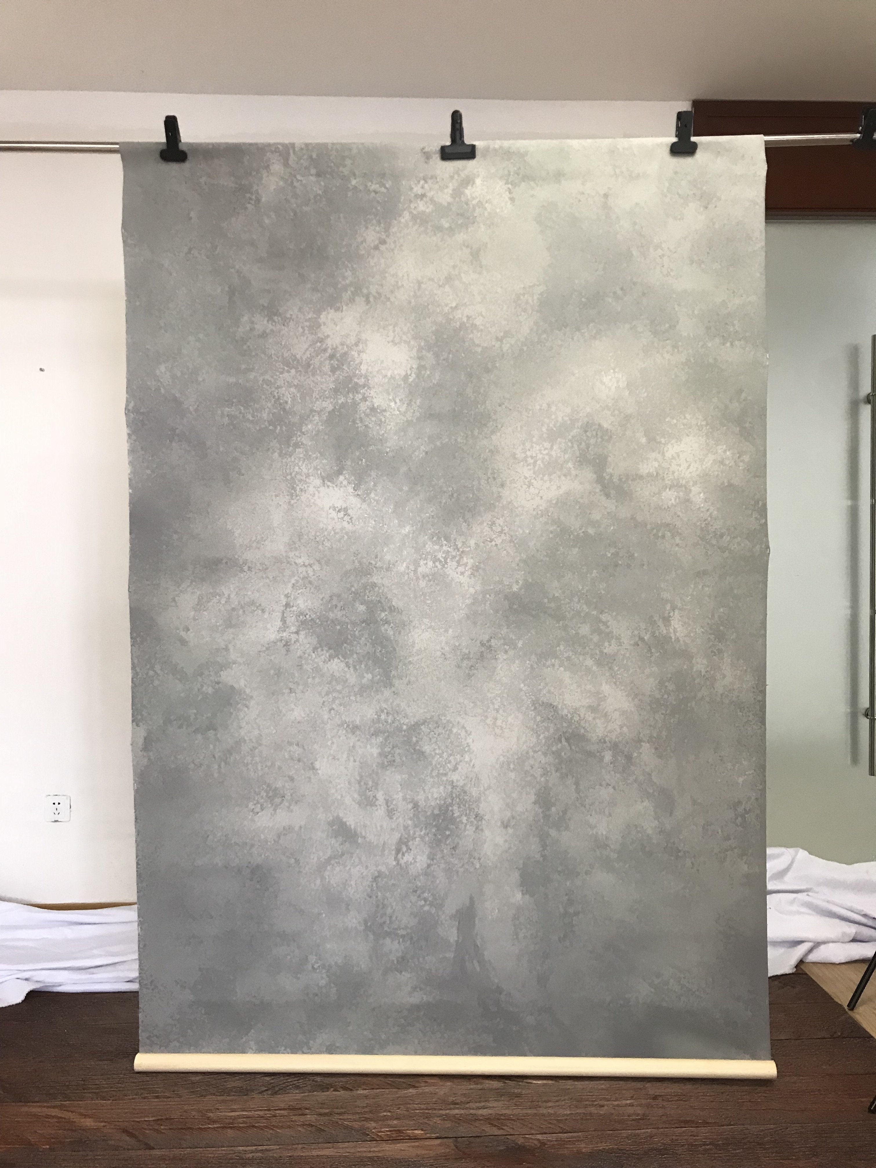 Kate Hand Painted Abstract Texture Cold Grey Backdrops -UK