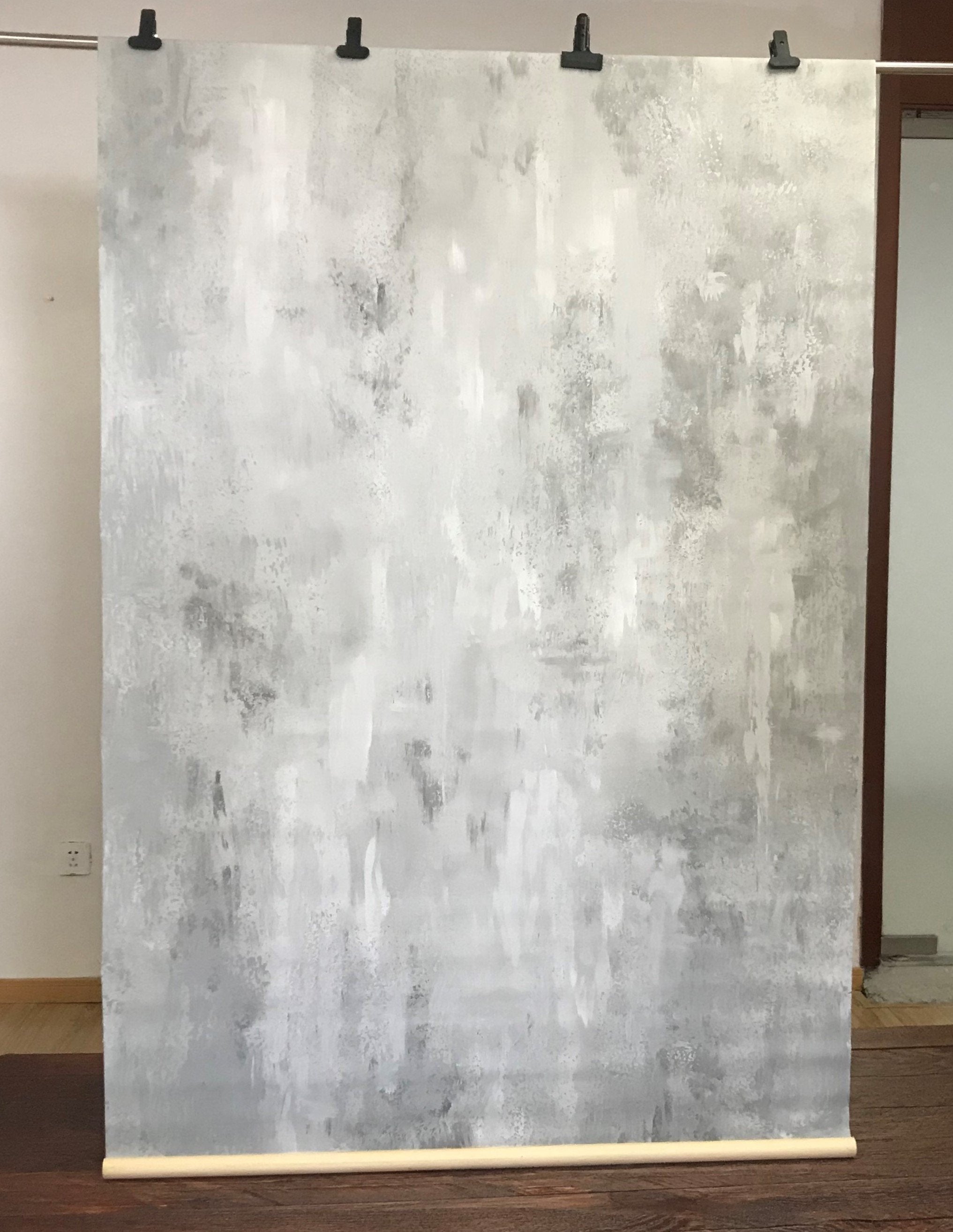 Kate Hand Painted Abstract Texture Light White Little Gray Backdrops -UK