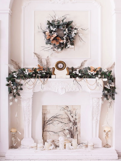 Christmas White Room with Decorations Backdrop