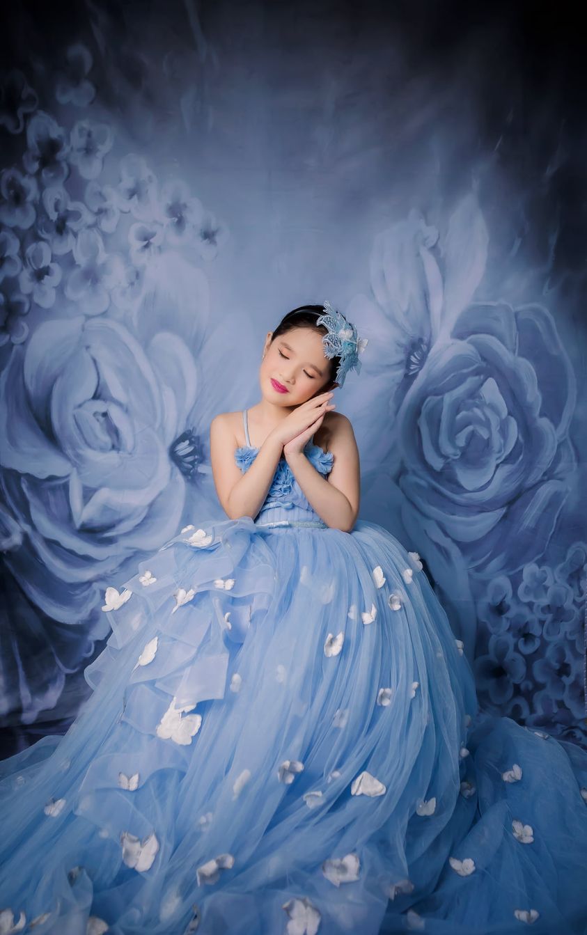 Kate Fine Art Flowers Denim/blue Backdrop Portrait Designed by JS Photography -UK
