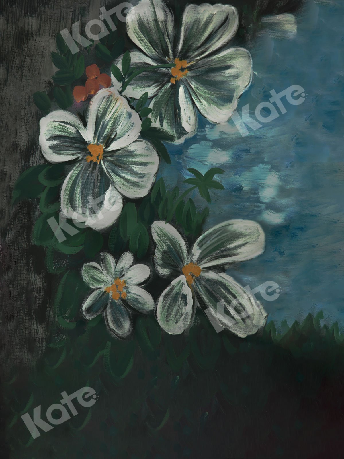 Kate Fine Art Green Florals Backdrop Designed By JS Photography -UK