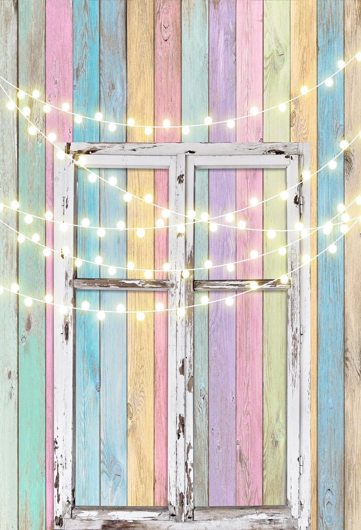 Kate Birthday Colorful Wood Wall Window Backdrop for Children Designed by JFCC