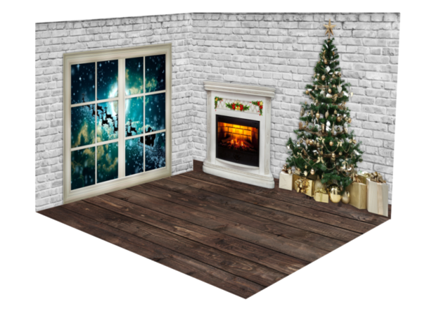 Kate Christmas Brick Fireplace Santa Window room set -UK