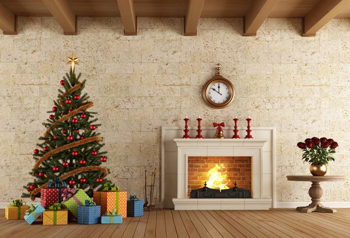 Katebackdrop£ºKate Christmas Tree Stove Gift Boxes Backdrop Photo Background