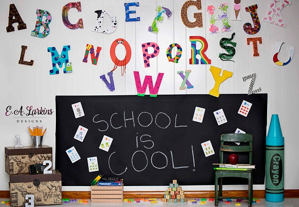 School is Cool Children Blackboard Backdrop
