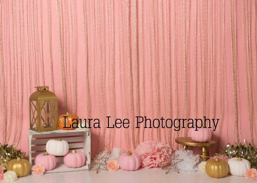 Kate Sweet pumpkins Thanksgiving Pink Backdrop