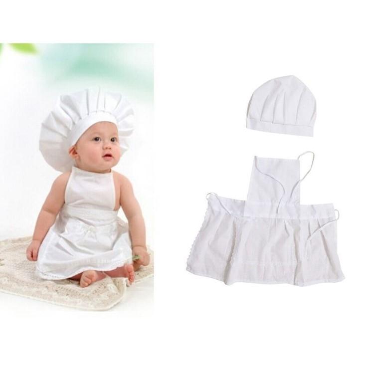 Studio Props Baby Outfit Chef Hat Apron Newborn Photo Props -UK