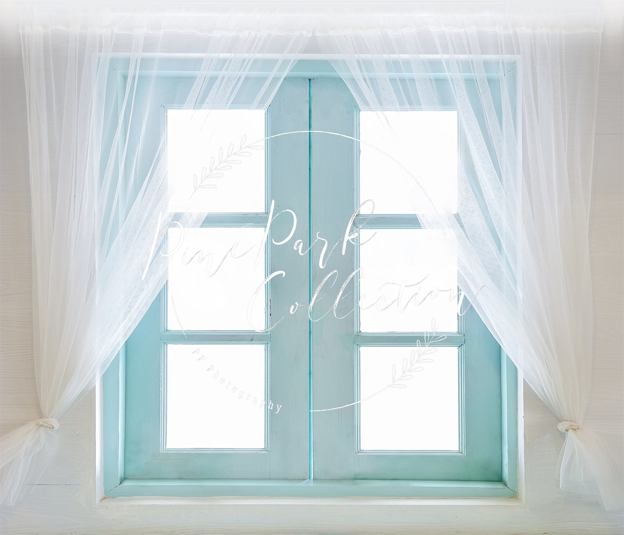 Kate Teal Window Doors Backdrop Designed by Pine Park Collection -UK