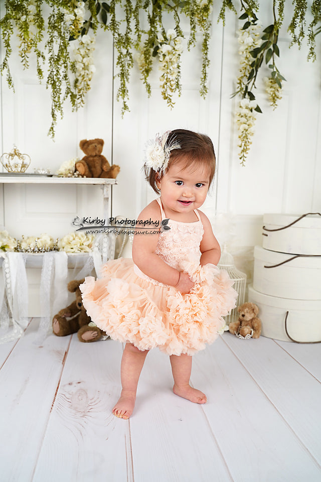 Kate Baby /Kids Teddy Bear Vintage Flower backdrop Designed by Arica Kirby -UK