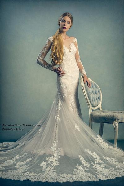 Kate Cold Tones Of Gray And Little Green Light Abstract Textured Backdrop Designed by Veronika Gant -UK