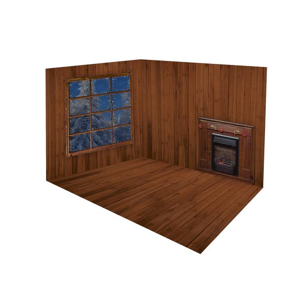 Kate Christmas Dark wood Fireplace Window room set -UK