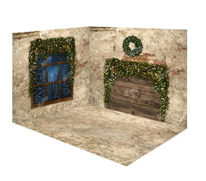 Kate Christmas Window Do Old Brick Wall&Floor Room Set -UK