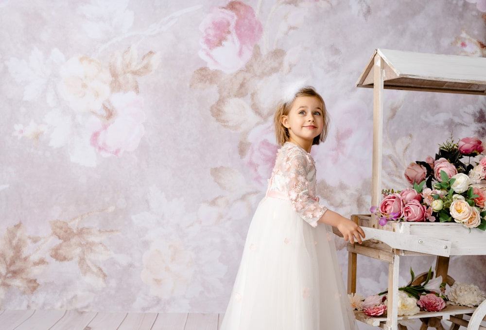 Kate Wedding Retro Old Blurring Flowers Backdrop for Photography Designed by JFCC -UK