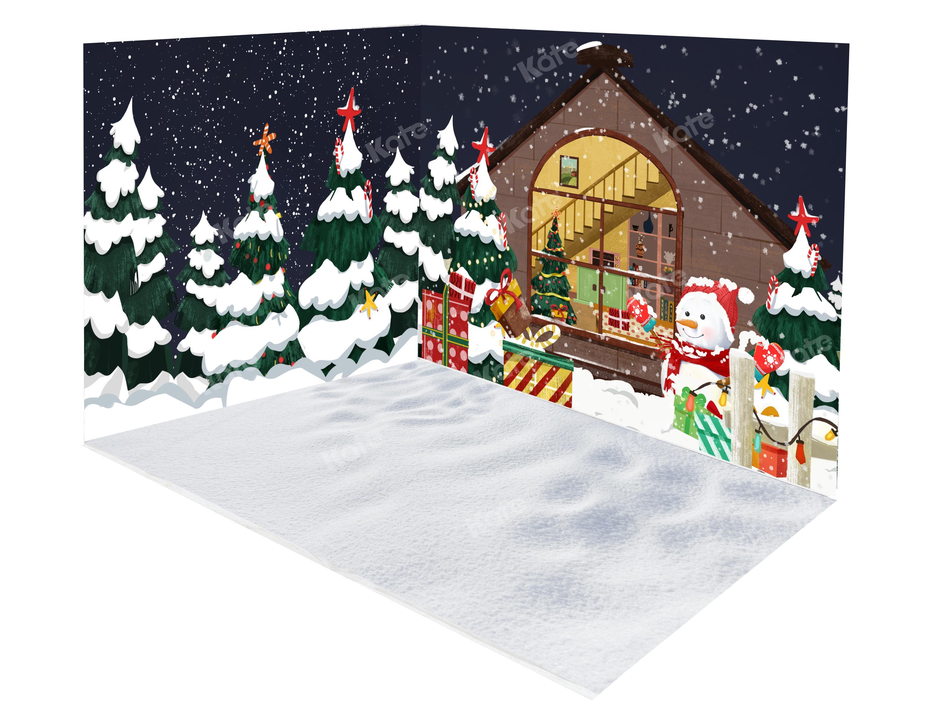 Kate Christmas Trees Snow Yard Backdrop Room Set -UK
