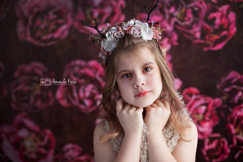 Kate Red retro Flowers Valentine's Day Backdrop for Photography designed by Jerry_Sina -UK