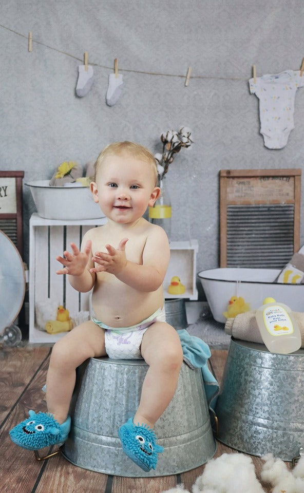 Kate Bath Time Baby Backdrop Summer Rubber Ducks and Bubbles Photos Designed by Erin Larkins -UK