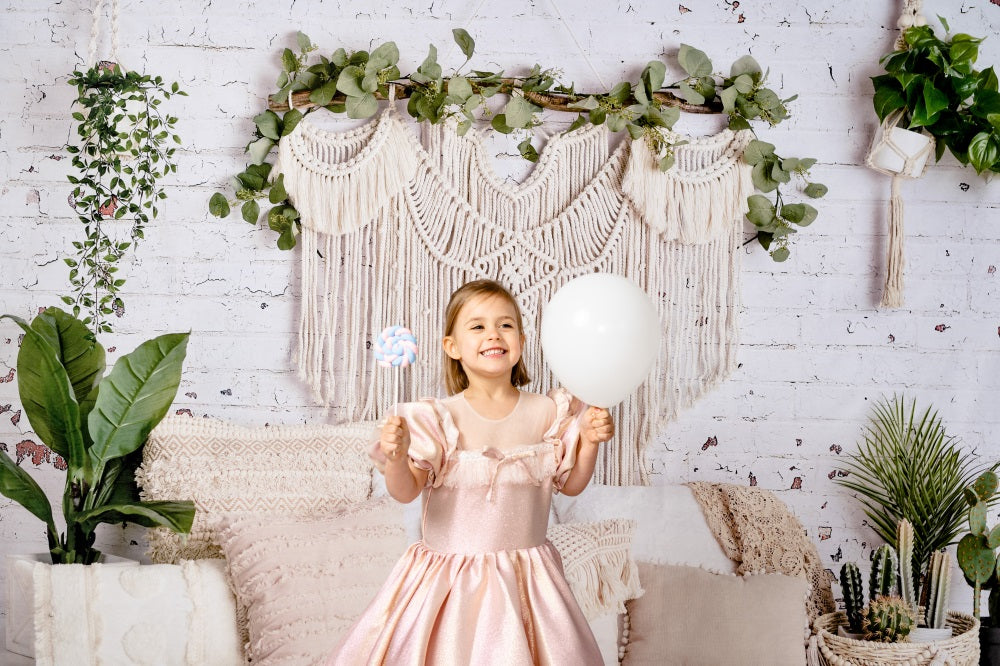 Kate Boho Macrame Pillows with Plants Backdrop Designed By Mandy Ringe Photography