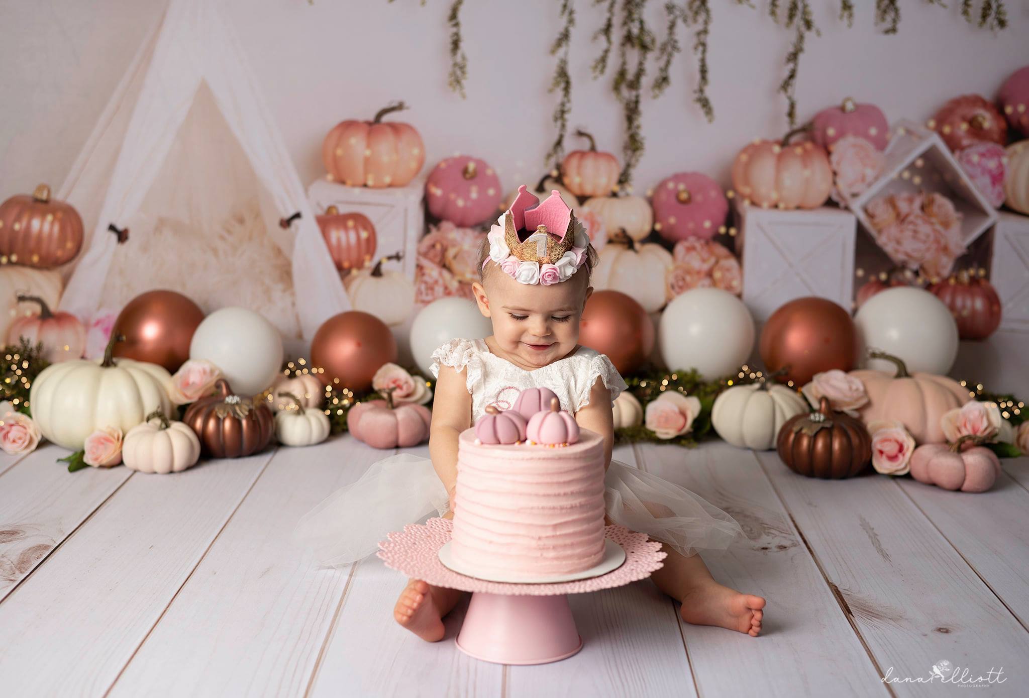 Kate Rose Gold Pumpkins Backdrop Designed by Lisa B -UK