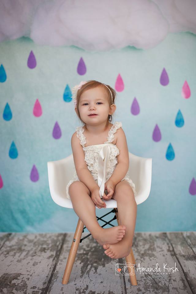 Kate Clouds And Colored Rain Baby Shower Backdrop for Photography designed by Jerry_Sina -UK