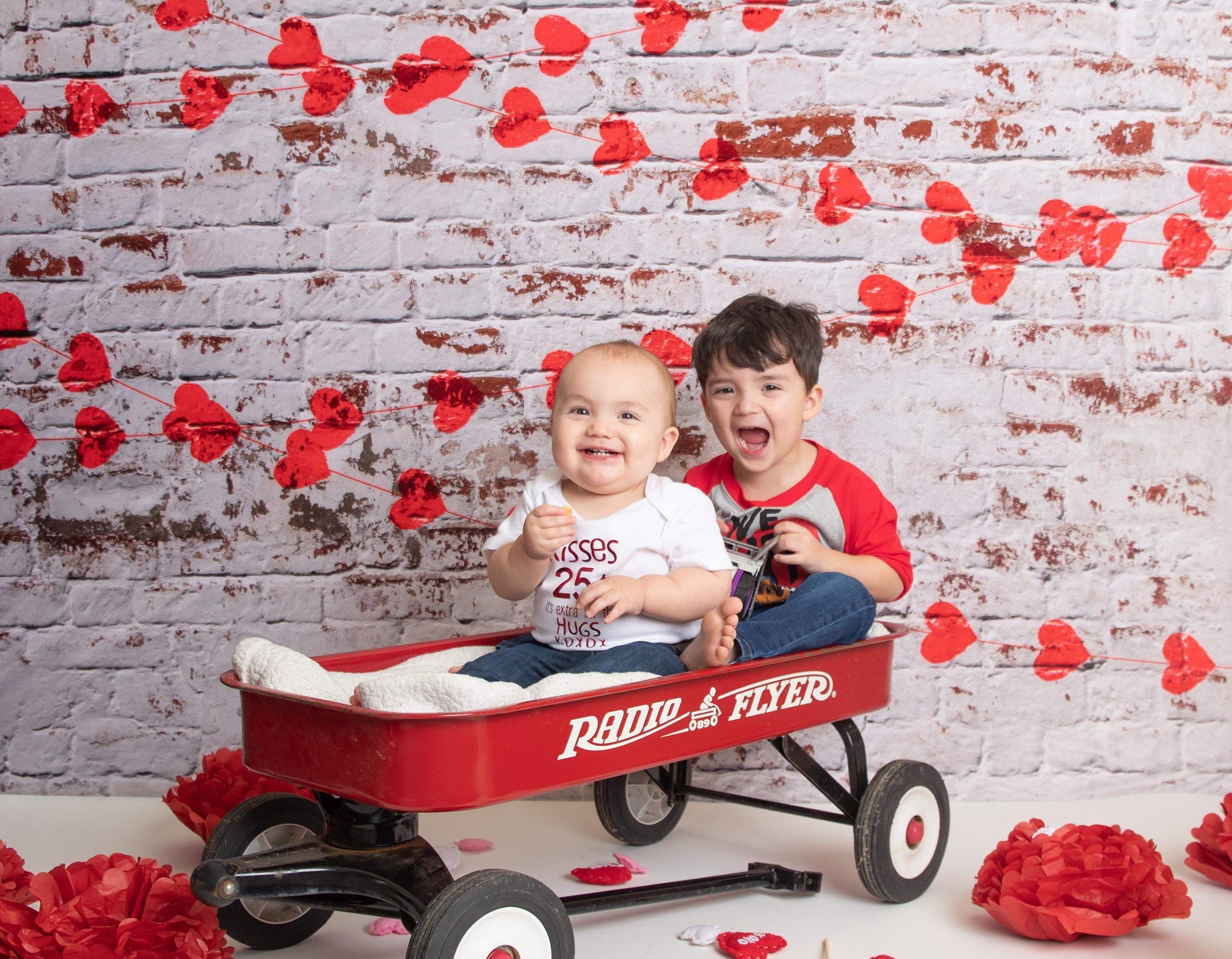 Kate white brick wall with red hearts Valentine's Day Backdrop for Photography designed by Jerry_Sina -UK