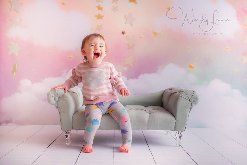 Kate Twinkle Golden Star Sky Cloud rainbow cake smash backdrop - Kate backdrop UK