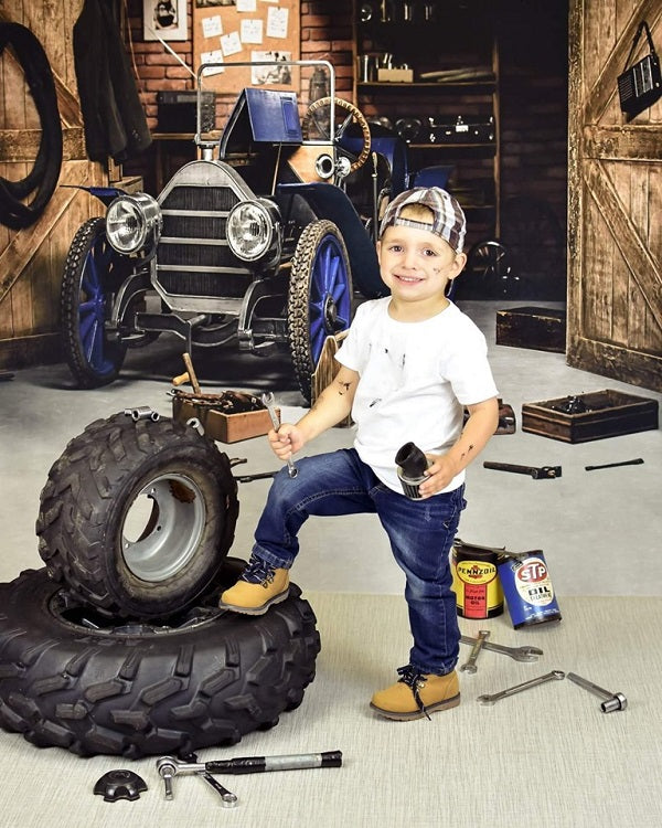 Kate Father's Day Garage Car Workshop Backdrop for Boy Photography -UK